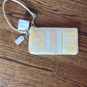 Coach Yellow and White Wristlet